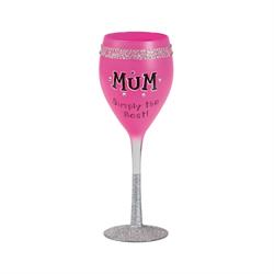 Pink Glas med Glimmer - Til den bedste Mum